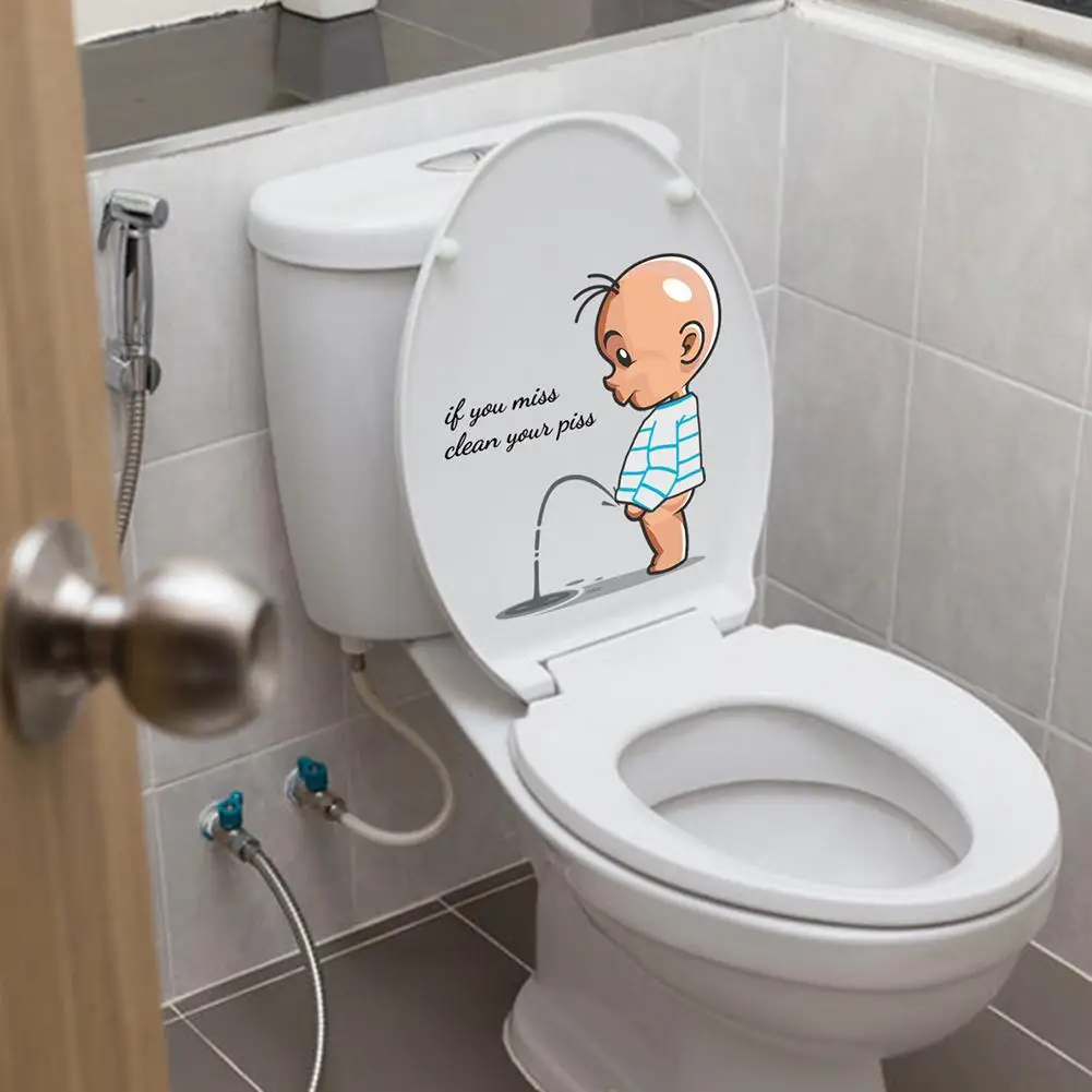 Toilet Stickers Funny Toilet Warning Child Urination Decoration Removable Creative Lid Self-adhesive Wall Stick 1pcs