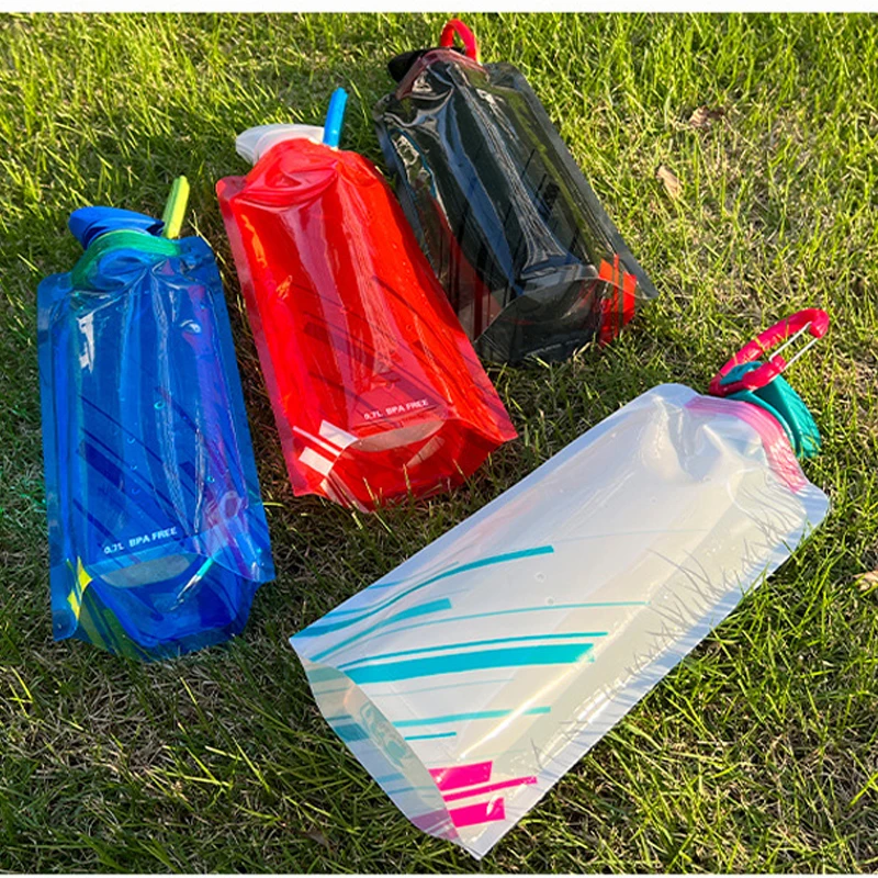 

Water Bag Water Bottle 700ML Foldable Sports Bottle Camping Supplies Bicycle Soft Bladder Climbing Liquid Container Bag Carrier