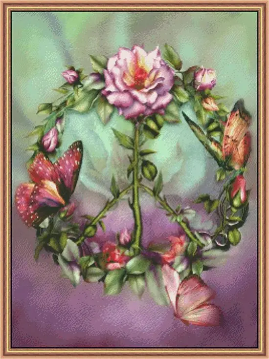 

Cross Stitch DIY Embroidery Set, DMC Threads, Craft Handicraft, Different Cat, 57-Chimera-peace rose wreath 55-71