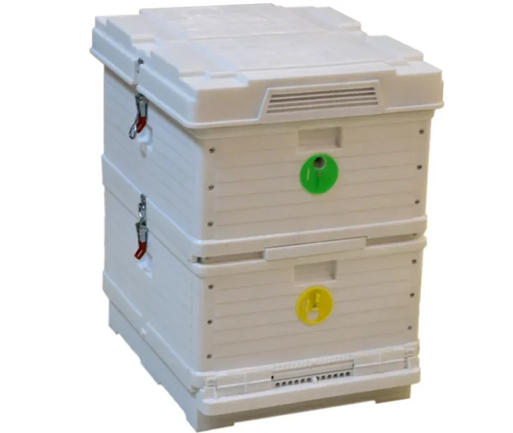 Double Layers Insulation Plastic Beehive, Super Solid Langstroth Beehive 10 Frames Plastic Beehives with Bee Feeders