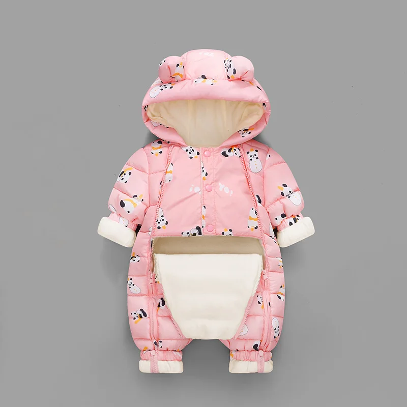

Baby Boy Clothes New Born 2022 New Autumn Romper For Girls Long Sleeves Rompers With Hood Keep Warm Girl Cartoon Print Jumpsuits
