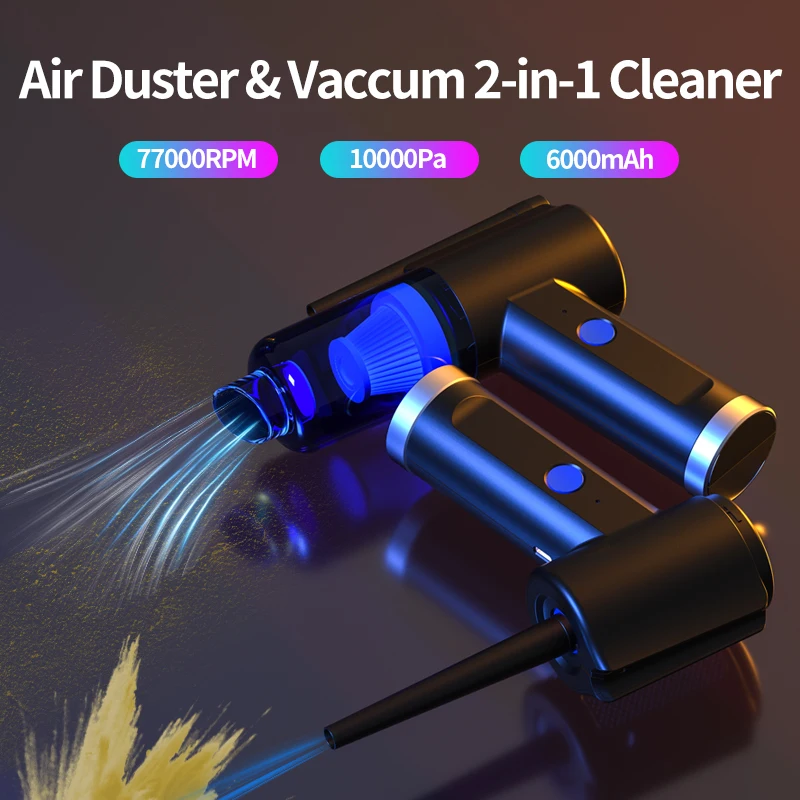 Computer Cleaner Compressed Air Duster,Car Vacuum Keyboard Cleaner Air Spray 2 in 1,Dust Cleaning Mud For Home Blow Gun