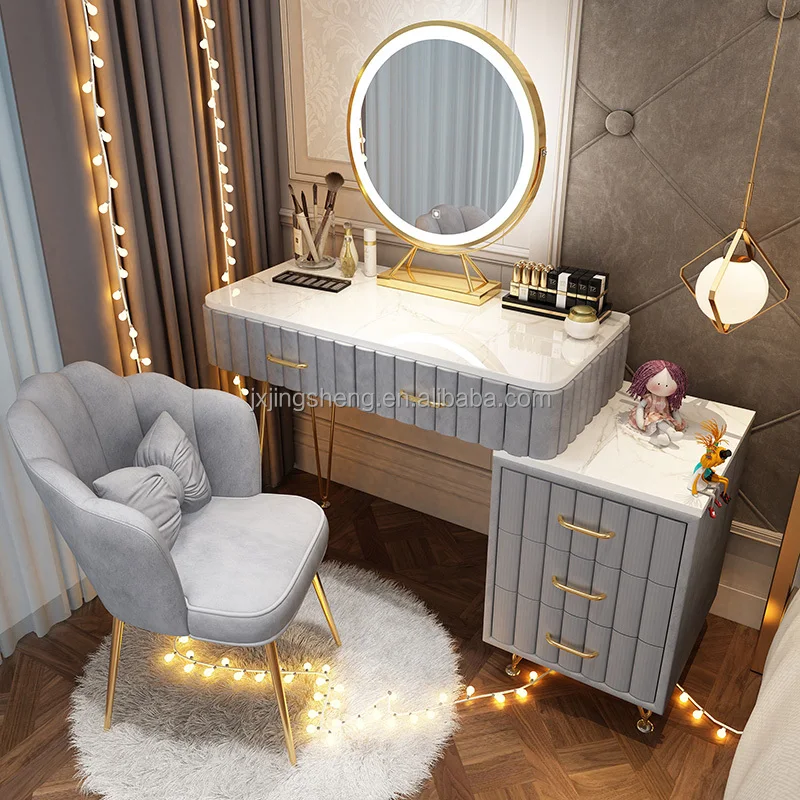 

Luxury Bedroom Dressing Table Makeup Table Modern Simple Makeup Table + Cabinet + Smart mirror