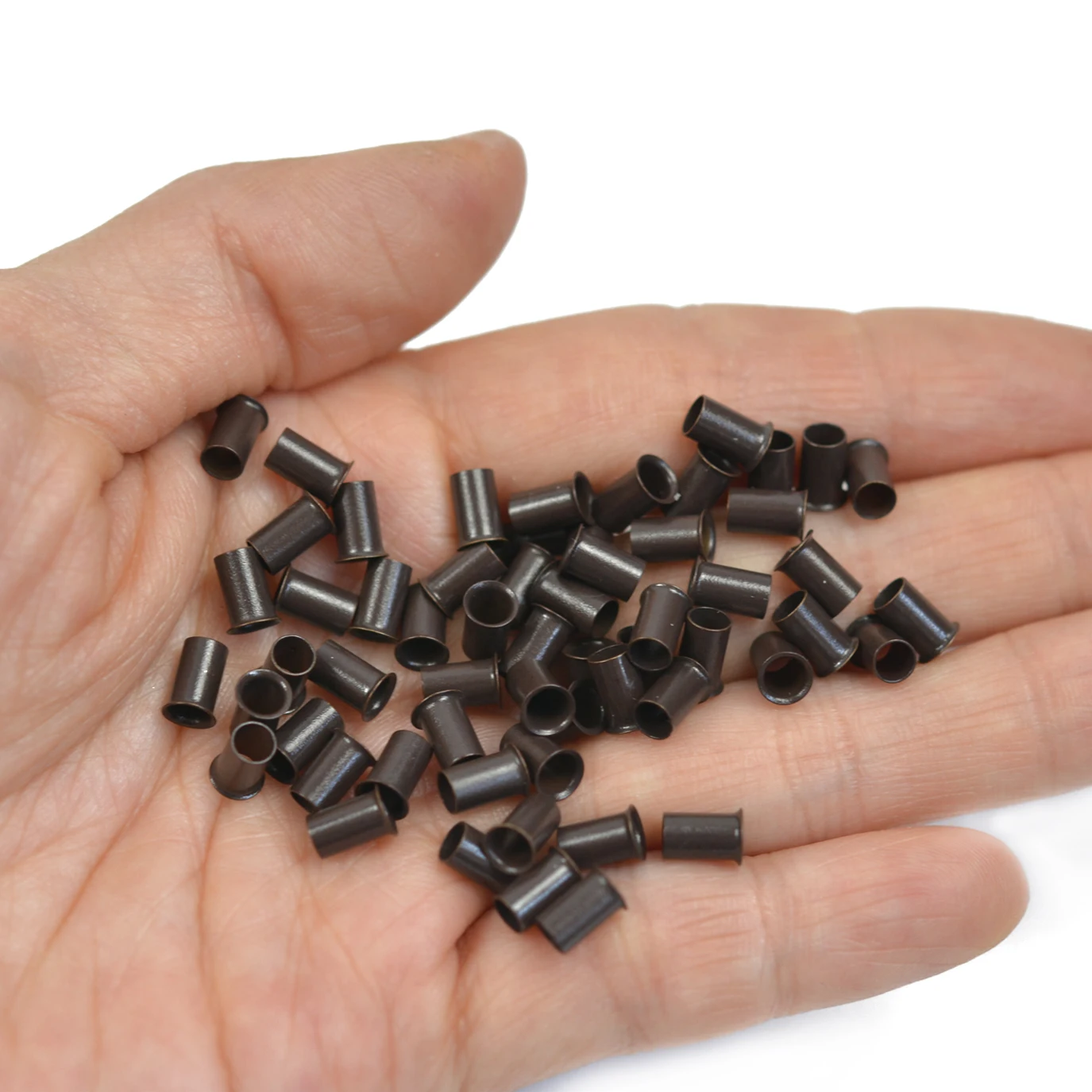 3.4mm 500pcs long Euro Lock Flared Flaring Micro Copper Tube Rings Beads Links for I-tip Hair Extensions