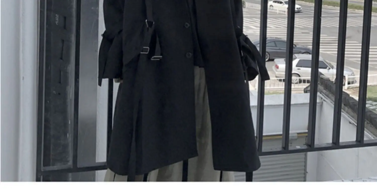 Black Oversized Dark Trench Windbreaker