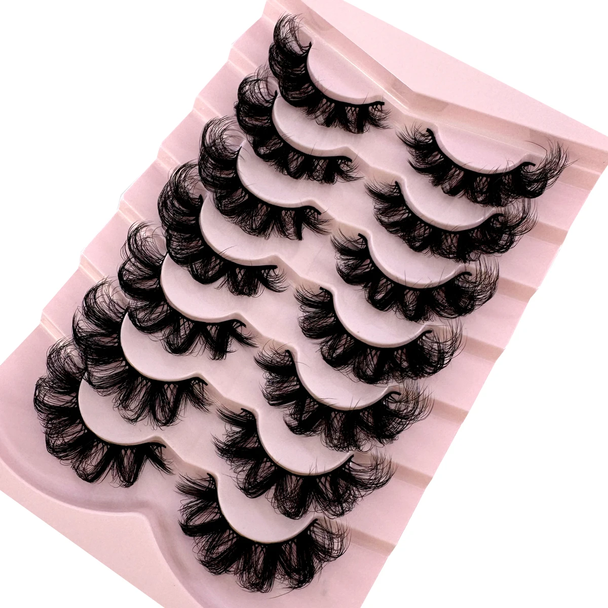 7 Paar natürliche russische Streifenwimpern, flauschige Nerzwimpern, 3D-falsche Wimpern, russische Volumenwimpern, flauschige Streifen-Fälschungswimpern – Detail 24