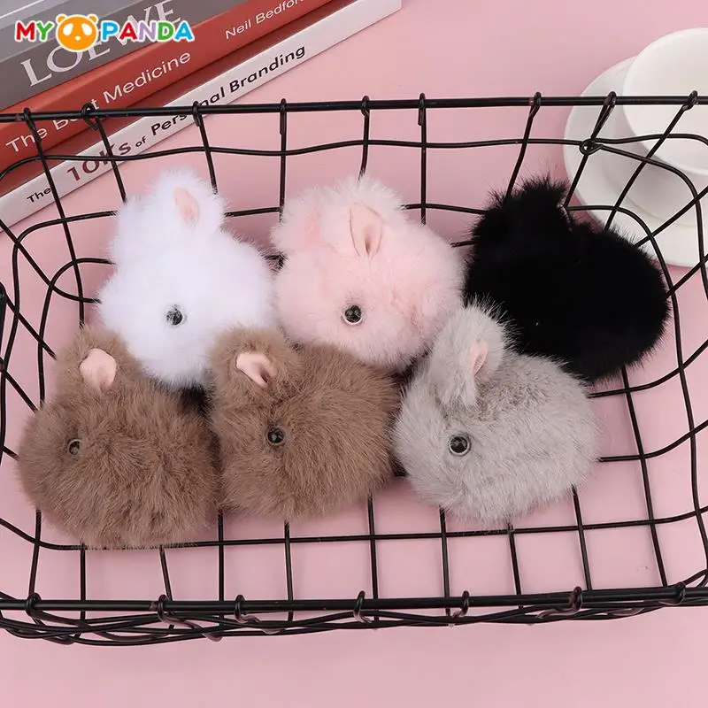 

Милый мини-брелок с имитацией меха норки, маленький кролик, украшение для автомобиля, сумка для книг, подвеска, женский подарок на день рождения