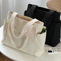 Large Capacity Canvas Tote Bags for Work Commuting Carrying Bag College Style Student Outfit Book Shoulder Bag Shopping Bag 2