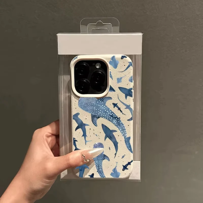 Blue Watercolor Shark Ocean Pattern Phone Case Cover