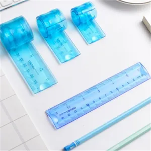 4pcs /lot bendable flexible ruler color random plastic  15cm 20cm 30cm centimetre measure curved surface ruler