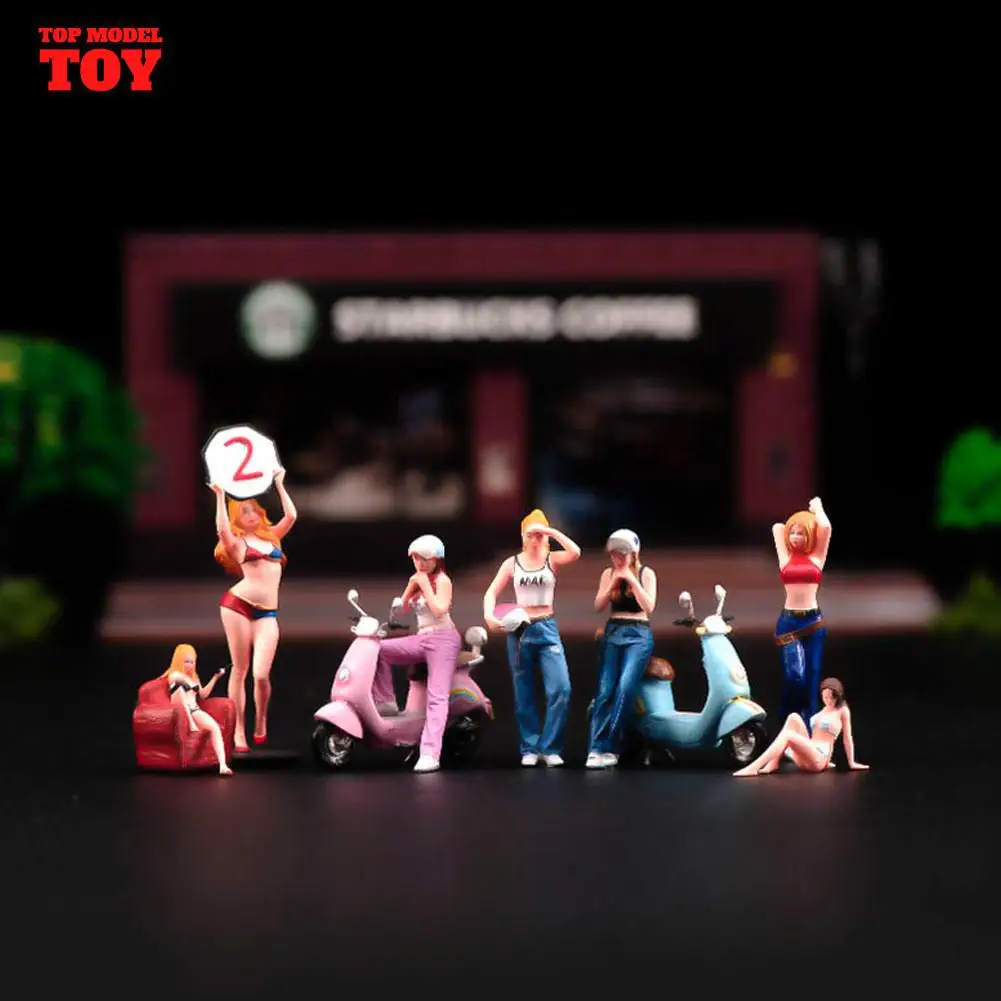 

Миниатюры с рисунком 1/64 1/43, Мини милая фигурка девочки, Неокрашенная модель уличной сцены, Аксессуары для автомобилей, автомобилей