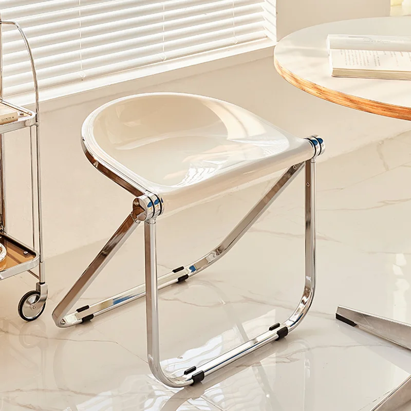 Simple dining chair household transparent mid-ancient furniture folding stool ins chair acrylic stool plastic crystal chair