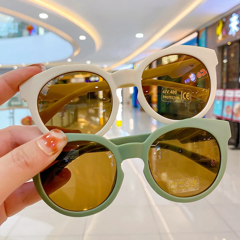 Children'S Round Large Frame Sunglasses For Girls Boys Uv400 Protection Baby Trendy Fashion Kids Sunshade Sunglasses