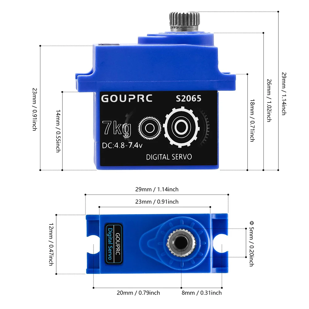 Micro Servo RC 7KG Étanche IP66 Engrenages Métal pour Crawler TRX4 SCX10