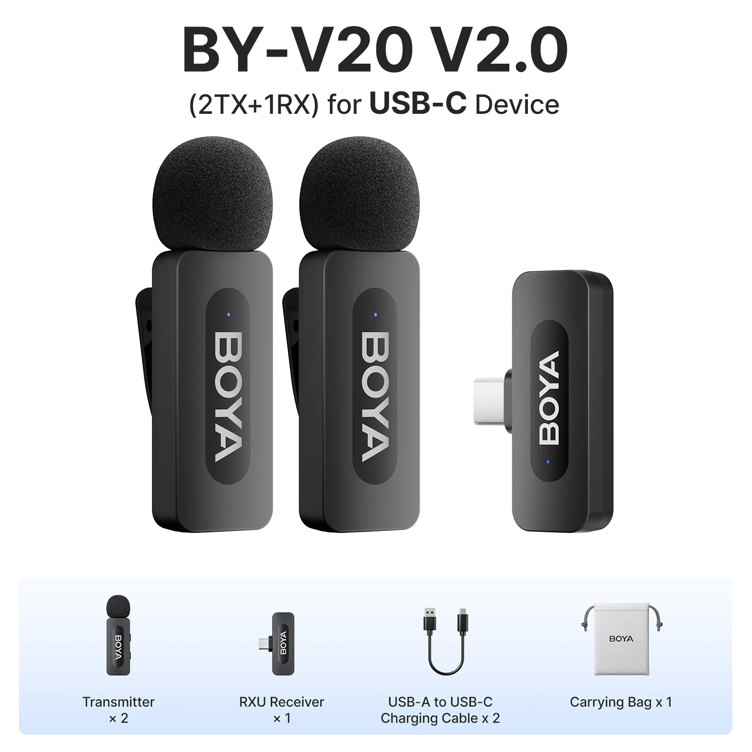 Micro-cravate Sans Fil BOYA Magic-03 USB-C - 48 KHz/24 Bits, 30h Autonomie - Pour IPhone, Android, YouTube, Podcasts