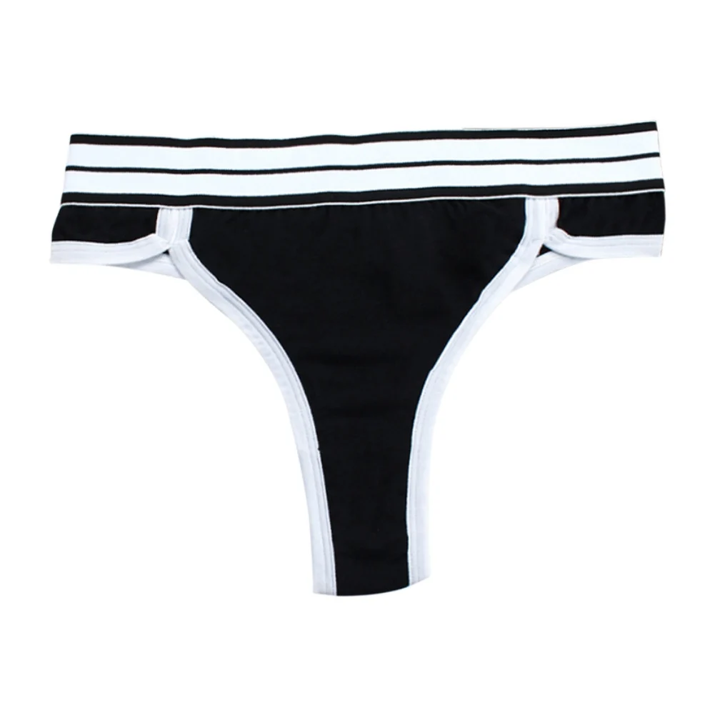 

Women Panties Cotton Sport Panty Low-Rise Ladies Briefs Widen Elastic Waistband Women Striped Thong