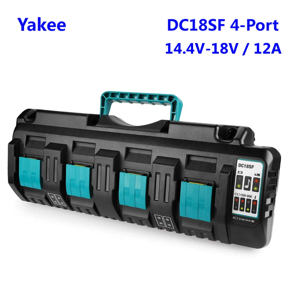 

Зарядное устройство для литий-ионных аккумуляторов Yakee DC18SF 14,4 в 18 в 12 А, 4 порта для электроинструментов Makita BL1820 BL1830 BL1850 BL1430