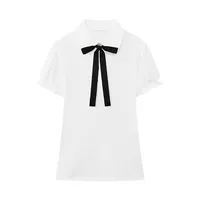 Nouvel ensemble de golf pour femmes : T-shirt polyvalent et élégant à manches courtes avec col et nœud, à porter avec une jupe ou un short 5