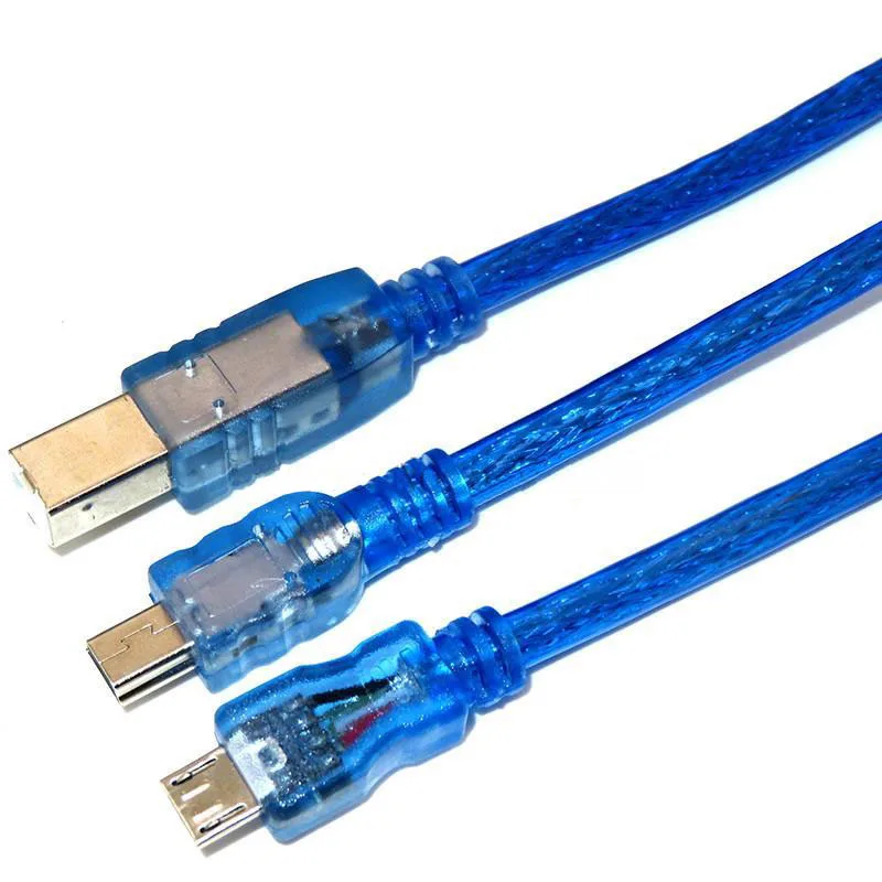 Cavo Usb Da 30Cm Per Uno R3/Nano/Mega 2560/Leonardo/Pro Micro/Due Blu Di Alta Qualità A Tipo Usb/Mini Usb/Micro Usb 0.3M Per Arduino