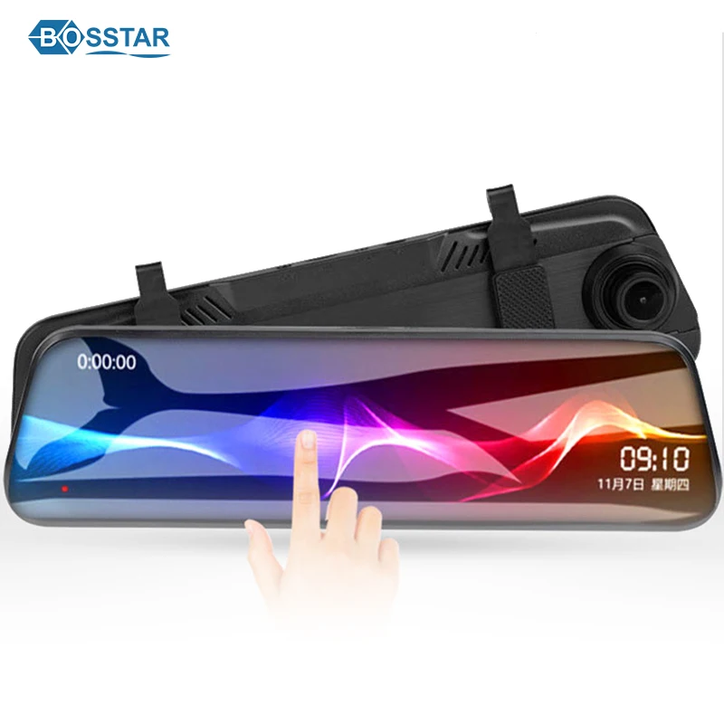 

10 Inch Full Touch Screen Rear View DashCam Front Camera 1080P Auto Cam Car Recorder Stream Media DVR Black Box