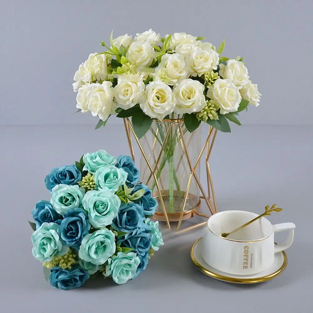 10 Köpfe Künstlicher Rosenstrauß aus Seide, 31 cm, im westlichen Stil, Blumendekoration, 6 Farben, Künstliche Blumen, Hochzeitsdekoration – Detail 2