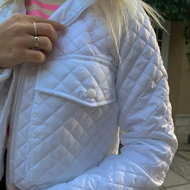 Fashionable Autumn/Winter Retro Slim Zipper Pocket Parka Coat Casual Pockets To Keep Warm and Loose Cropped Cotton Plaid Jacket