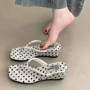 Women's Thick Heel Sandals Summer 2026 New Style Outdoor Wearable Slip-On Toe Post with Skirt Vacation Beach Cool Sandals 1