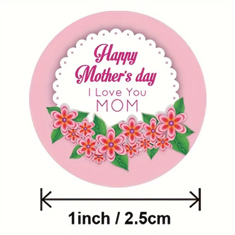 Mothers Day Decorations Label Stickers 1 inch Happy Mother's Day Gift Stickers Present Card Cookie Flower 4 Design