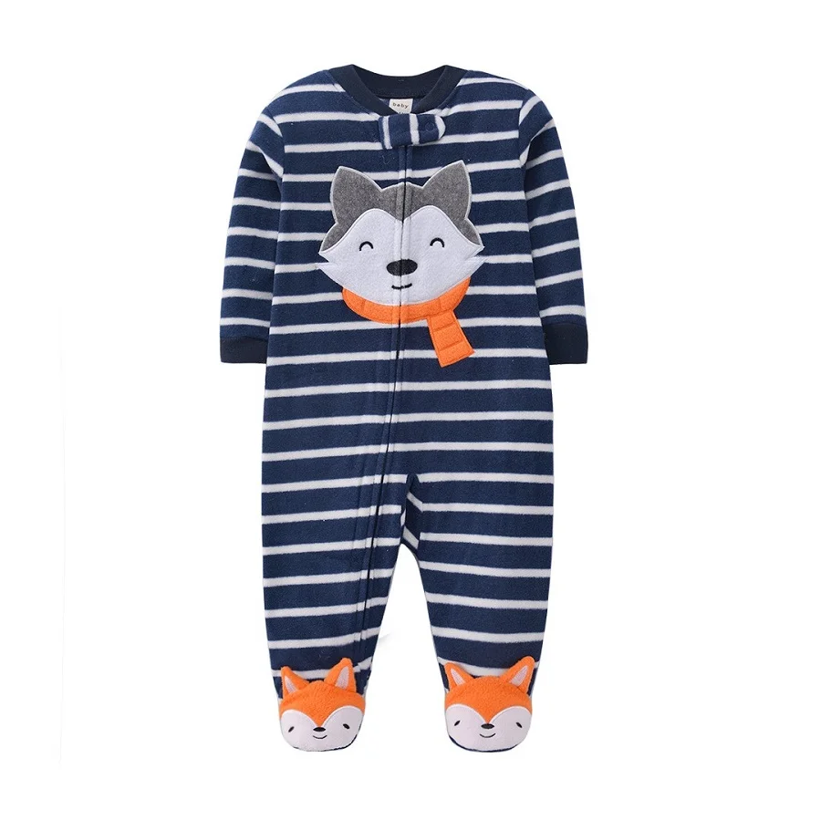 thumbnail image 1 of Footed Warm Baby Rompers 2023 Spring Fall Micro Polar Fleece Hot Baby Pajamas jumpsuits Infant baby boy girl sleepwear 0/3-12M, 1 of 5