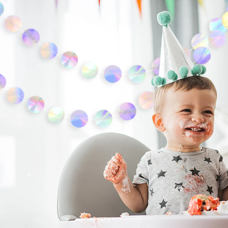 Party Decorations Christmas Decorations Birthday Banner Laser Mirror Paper Star Dot Garland Wedding Kids 1st Mermaid Birthday Party Decoration Baby Shower Christmas Hanging Banner