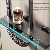 Bathroom Shower Set Piano Button Ambient Light Shower System Set Modern Digital Display Showers Faucet Set Bathroom Accessories 3