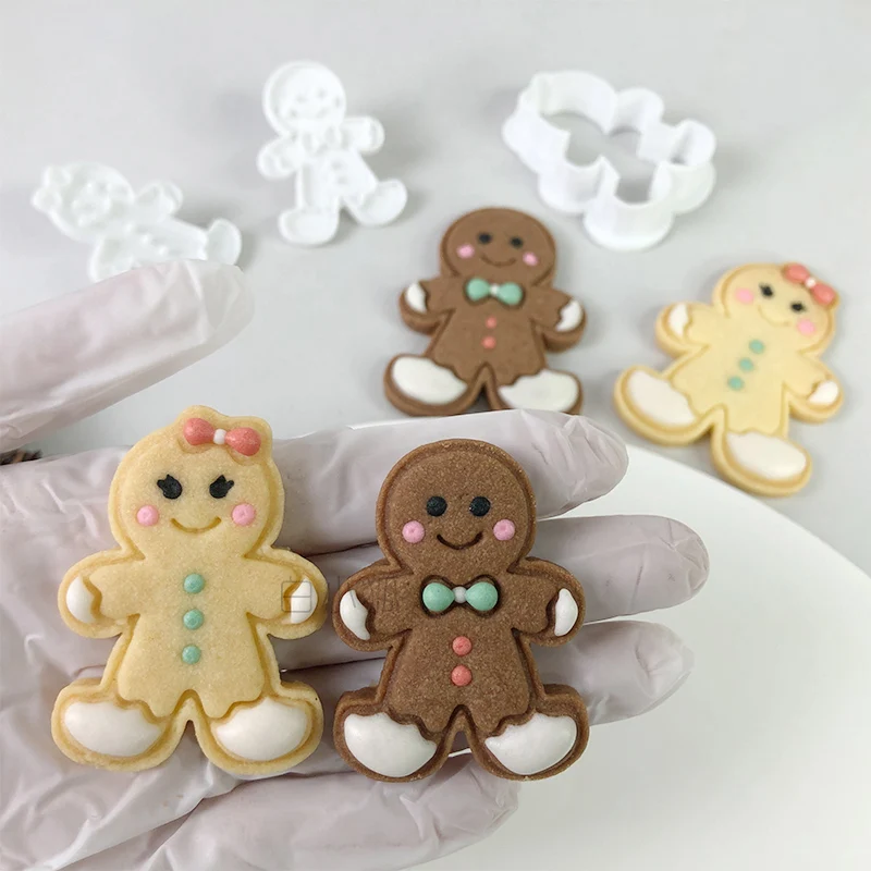 Christmas Party Cute Gingerbread Man Biscuit Mold New Year Family Parent Child Christmas Frosting Cookie Handmade Dessert Tools