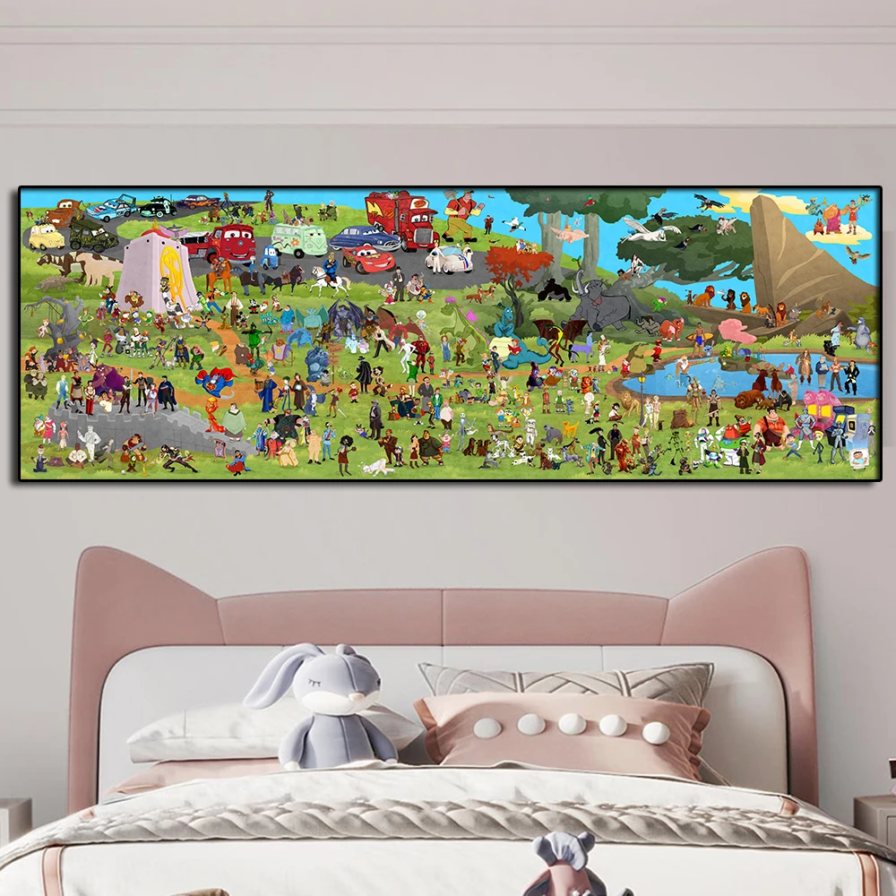 

Disney Classic Cartoon Donald Duck All Character Print and Poster Mickey Mouse Canvas Painting Wall Picture For Room Decor Gifts