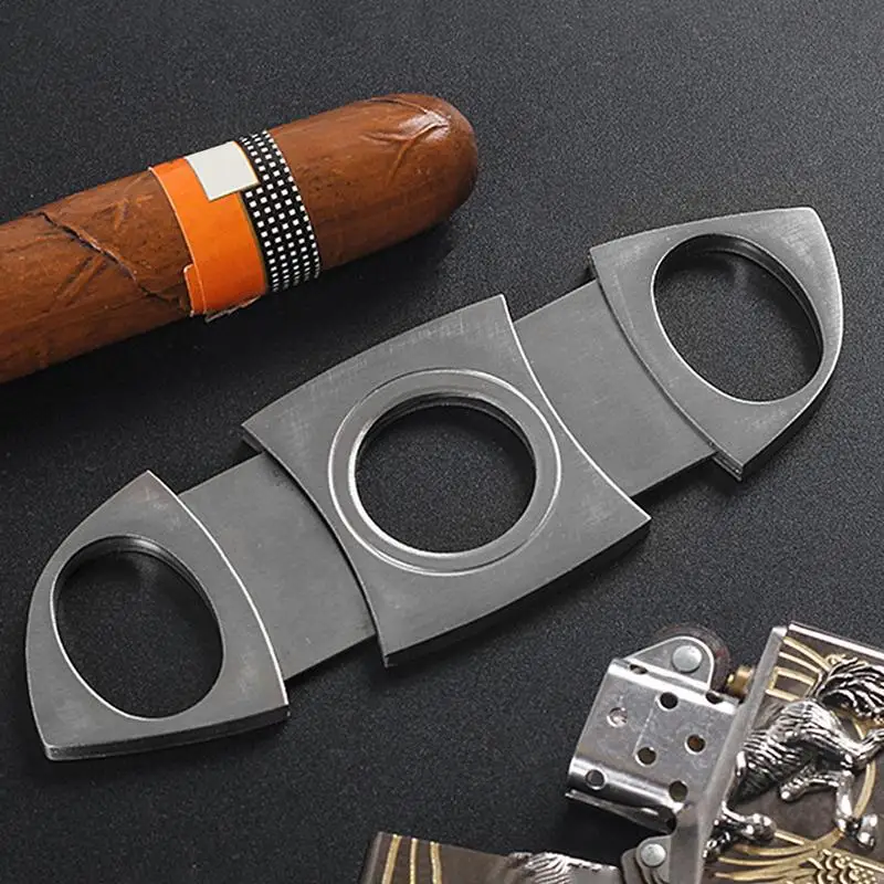 

Stainless Steel Cigar Cutter Double Blade Craving Pocket Bronze Knife Scissor Multi Use Portable Cigar Accessories For Men