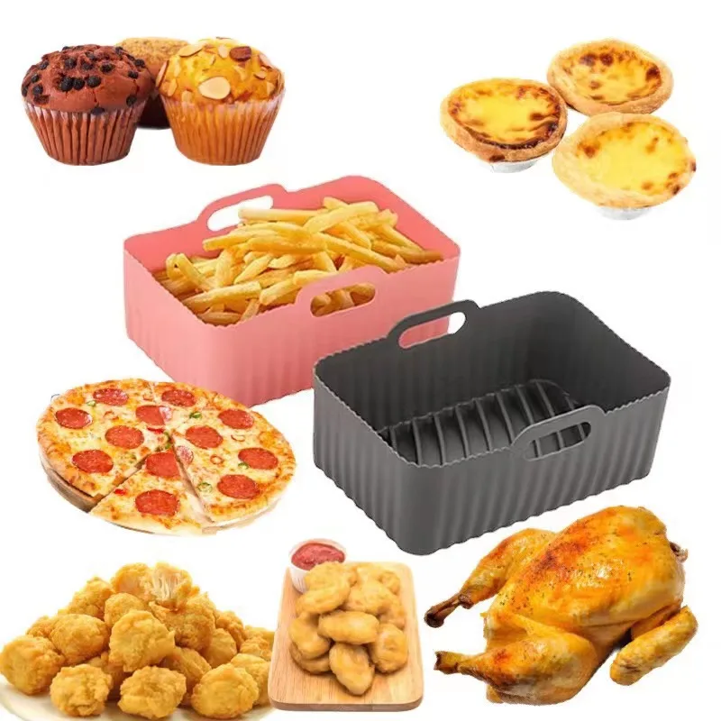 

Air Fryer Silicone Pot,Air Fryer Oven Accessories,Reusable Food Safe Non Stick Air Fryer Basket Replacement Baking Pan Tray