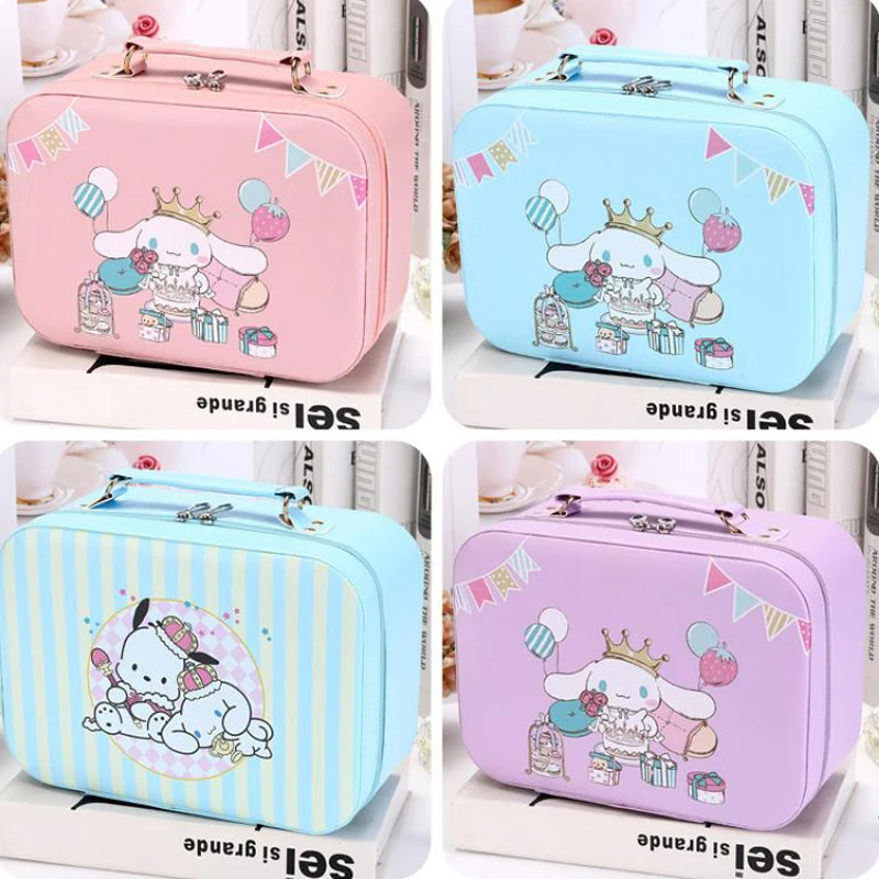 

Sanrios Cinnamoroll Cosmetic Bag Kawaii Anime Cartoon My Melody Portable Waterproof Wearresistant Largecapacity Home Storage Box