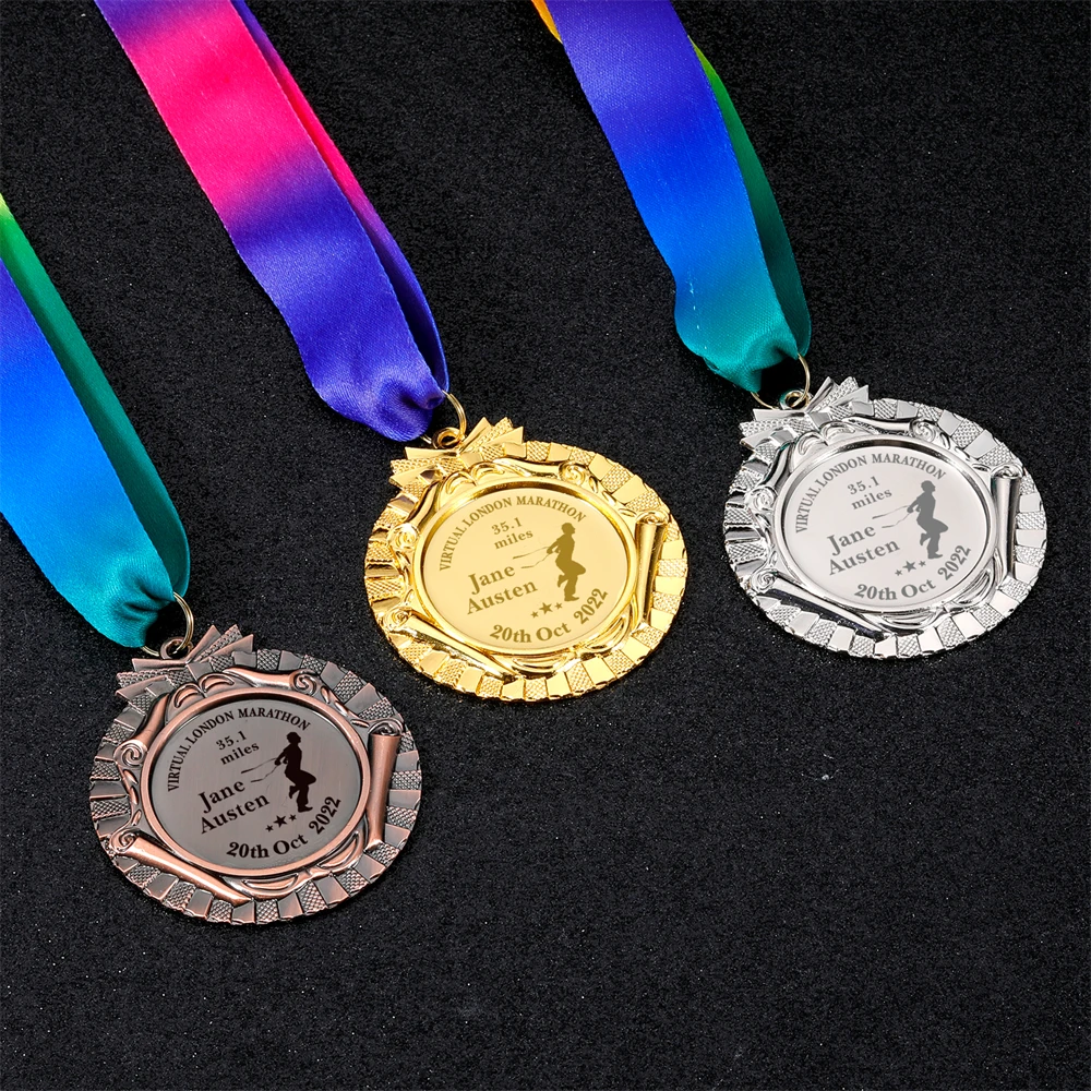 

Personalized Gold Silver Bronze Award Custom Name Athlete Medal Winner Reward Encourage Badge Football Competitions Prizes