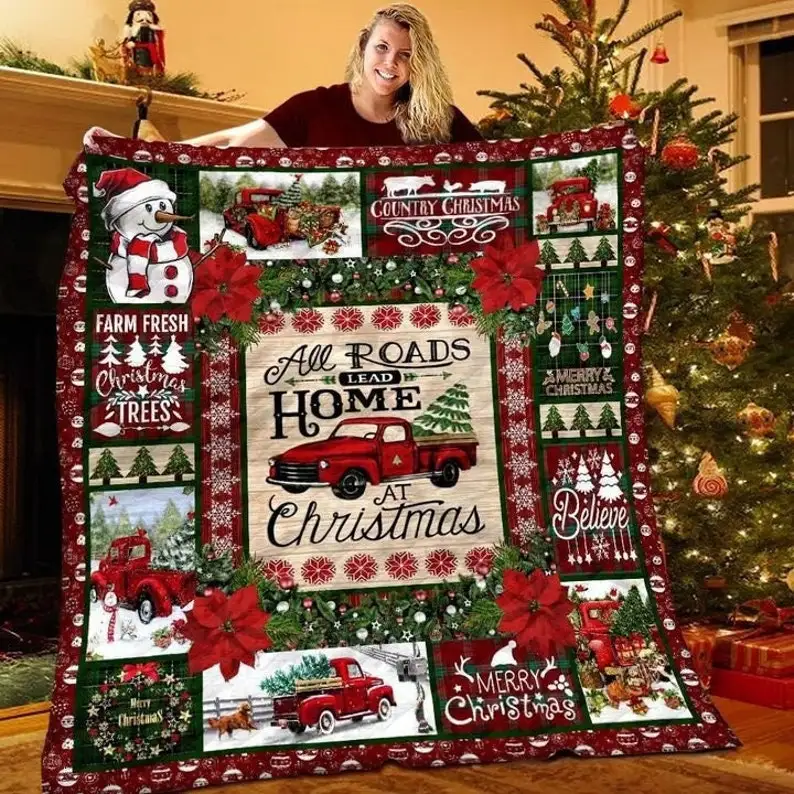 Christmas Flannel Throw Blanket Merry Christmas Soft Gift Blanket Home Decoration Sofa Blanket Bedding Living Room Lightweight