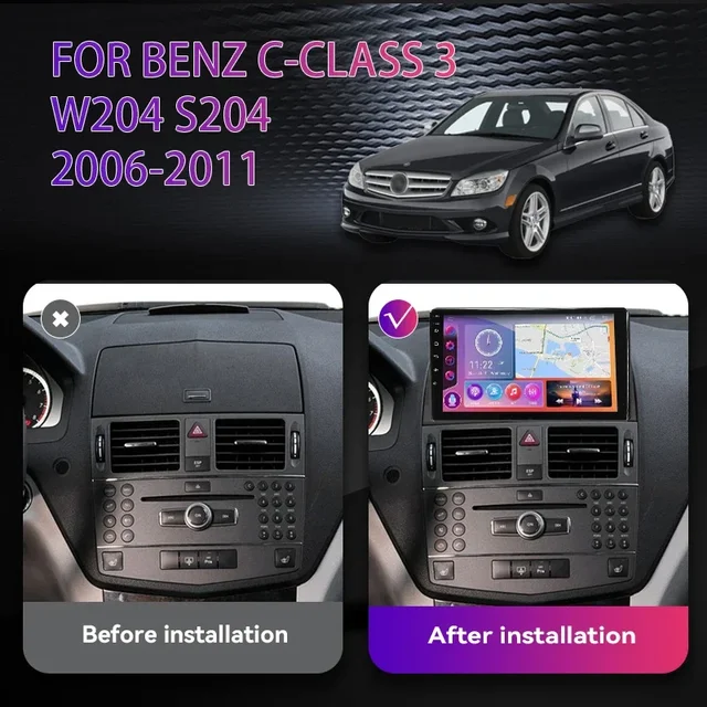 안드로이드 12 자동차 멀티미디어 플레이어 벤츠 C 클래스 3 W204 S204 2006-2011