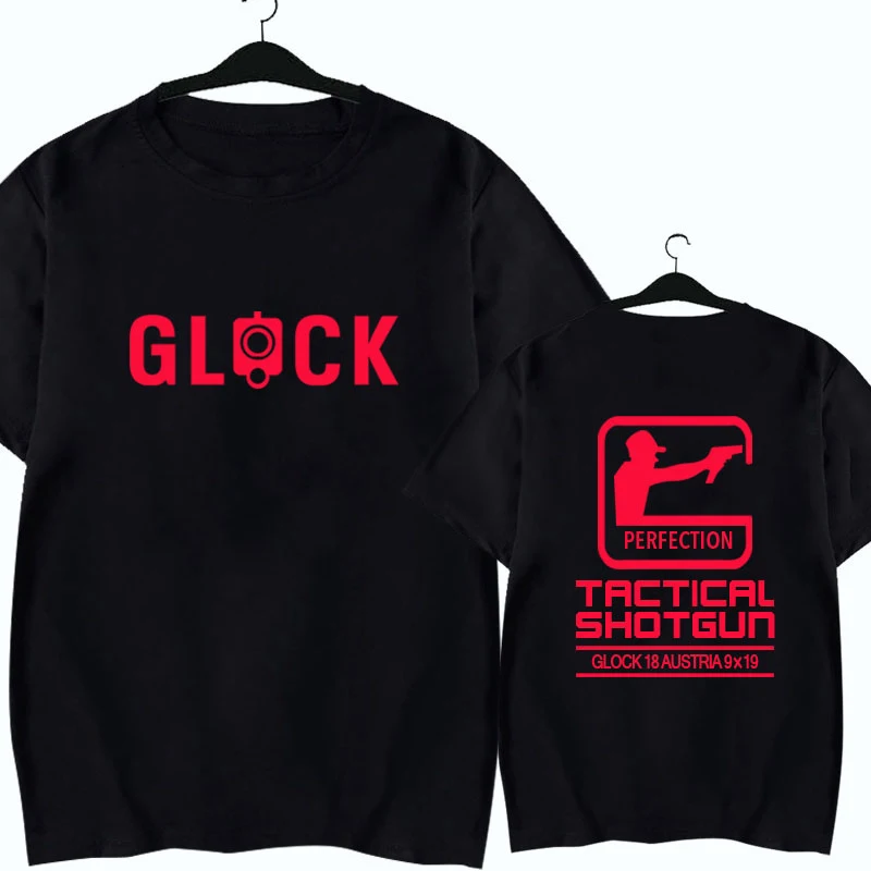 Men's Graphic Glock T-Shirt Cotton Sweat Wicking Breathable High Quality Casual Tee for Tactical Shotgun Fans Streetwear