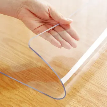 PVC transparent tablecloth with a thickness, heat-resistant, waterproof, and oil resistant dining table mat, 1pc 1
