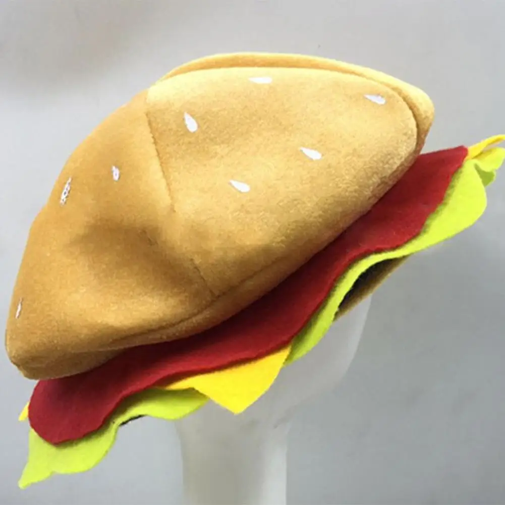 

Adults Hamburger Hat Cute Funny Realistic Cozy Stretchy Costume Accessories Soft Men Women Fast Food Hamburger Cap For Gift