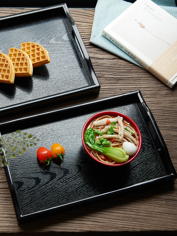 

Tray commercial non-slip rectangular imitation wood grain creative tea plate dinner plate hotel restaurant household large tray
