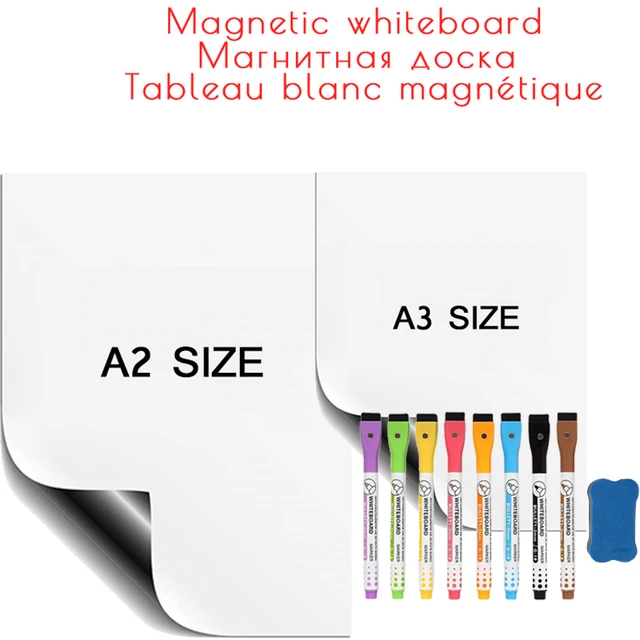 A2/A3 Whiteboard Magnetic Dry Erase White Board for Wall Fridge Sticker  Erasable Message Office Teaching Practice Writing School - AliExpress