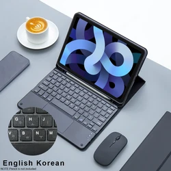 Sleek Wireless Keyboard and Mouse Set with Protective iPad Case for iPad Air 4 Air 5 (Black Korean)