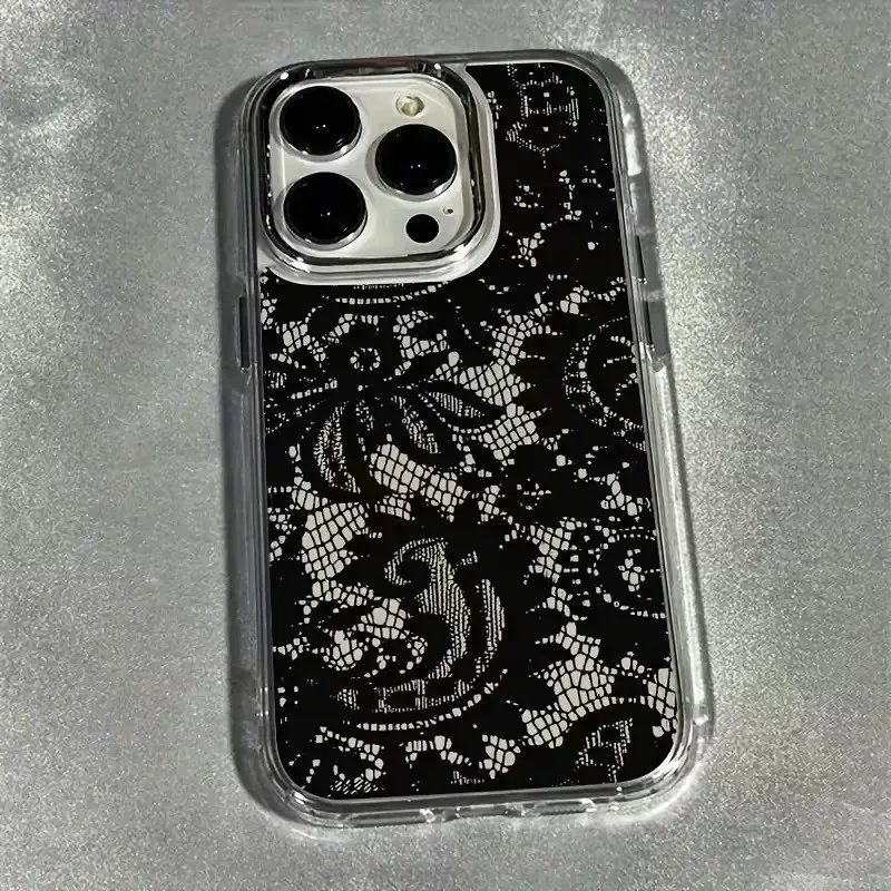 Elegant Black Lace Pattern Soft Phone Case