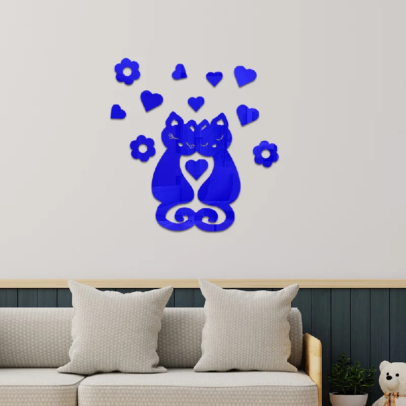 Acryl Zelfklevende 3d Schattige Cartoon Kat Slaapkamer Woonkamer Behang Decoratie Sticker Diy Handgemaakte Spiegel Sticker