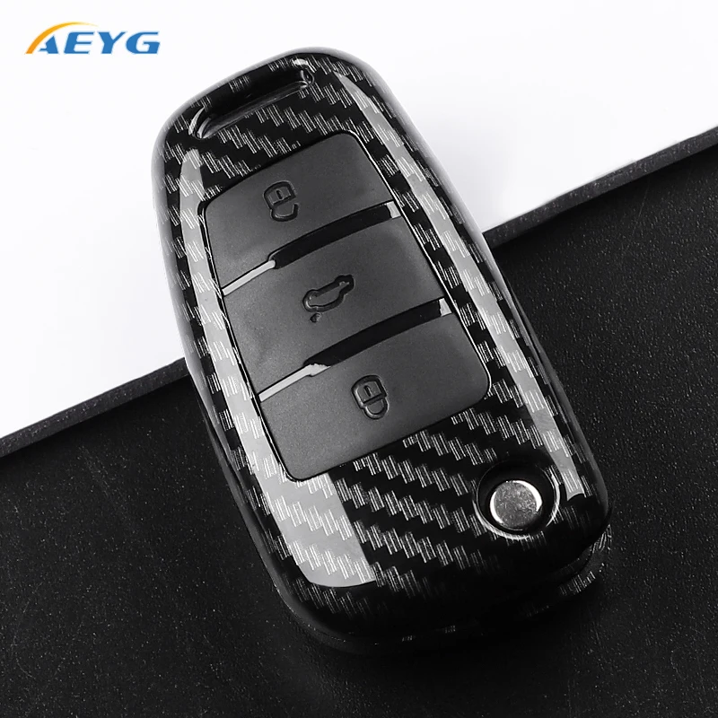 Funda de fibra de carbono ABS para llave de coche, funda para Audi A1 A3 A4 8P 8L 8V A5 B6 B7 A6 A7 C5 C6 Q3 Q5 Q7 4F S3 S4 S6 RS3 TT