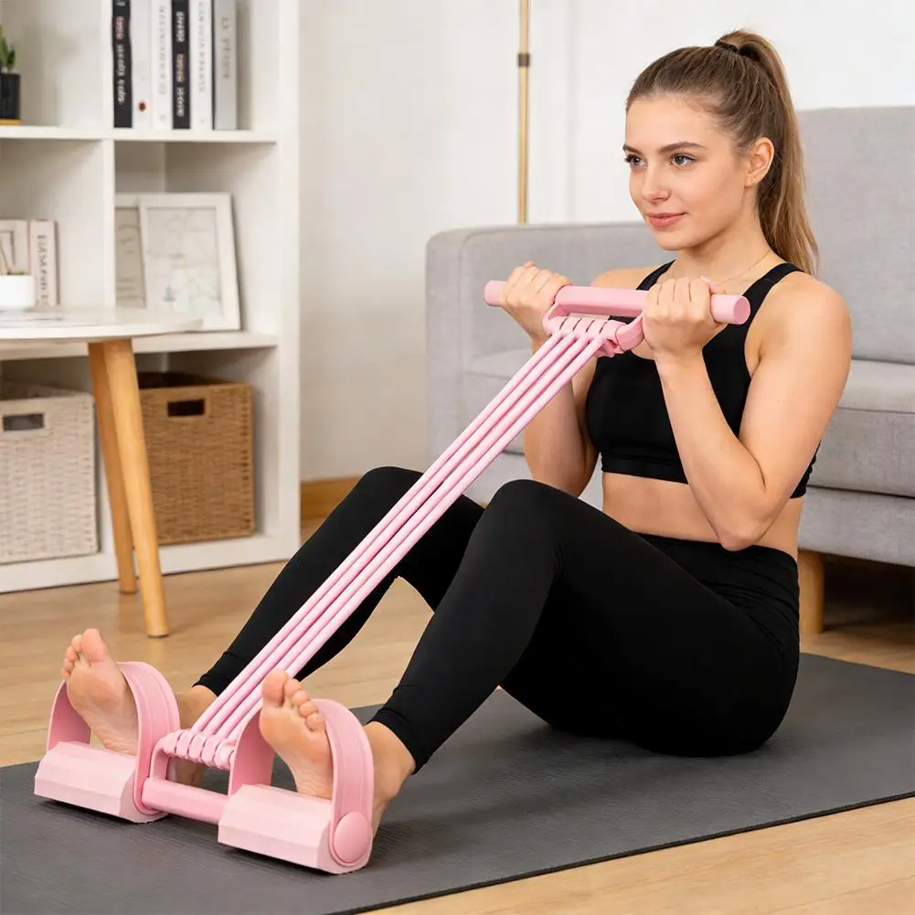 8-Röhren-Pedal-Widerstandsband mit Griffen, Fußspanner aus Naturkautschuk für Bauch-, Taille-, Arm- und Beintraining, multifunktionales Workout – Detail 4