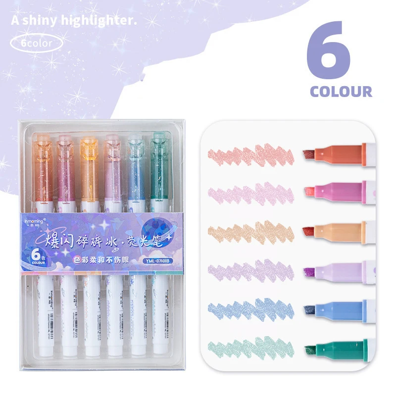 Glitter Marker Highlighter Pens, Chisel Fine Tip Assorted Fluorescent Color  for Art Journal Coloring Hand Lettering Sketching - AliExpress